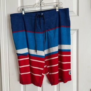 Body Glove Vapor Swim Trunks Board Shorts Men’s Red White Blue - Size 38